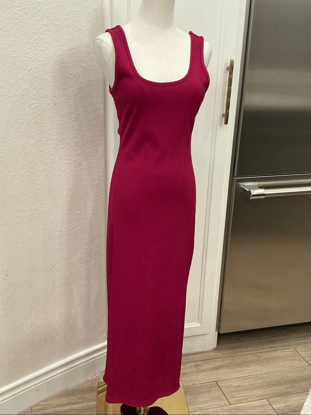 White House Black Market Fuchsia Scoop-Neck Maxi Dress